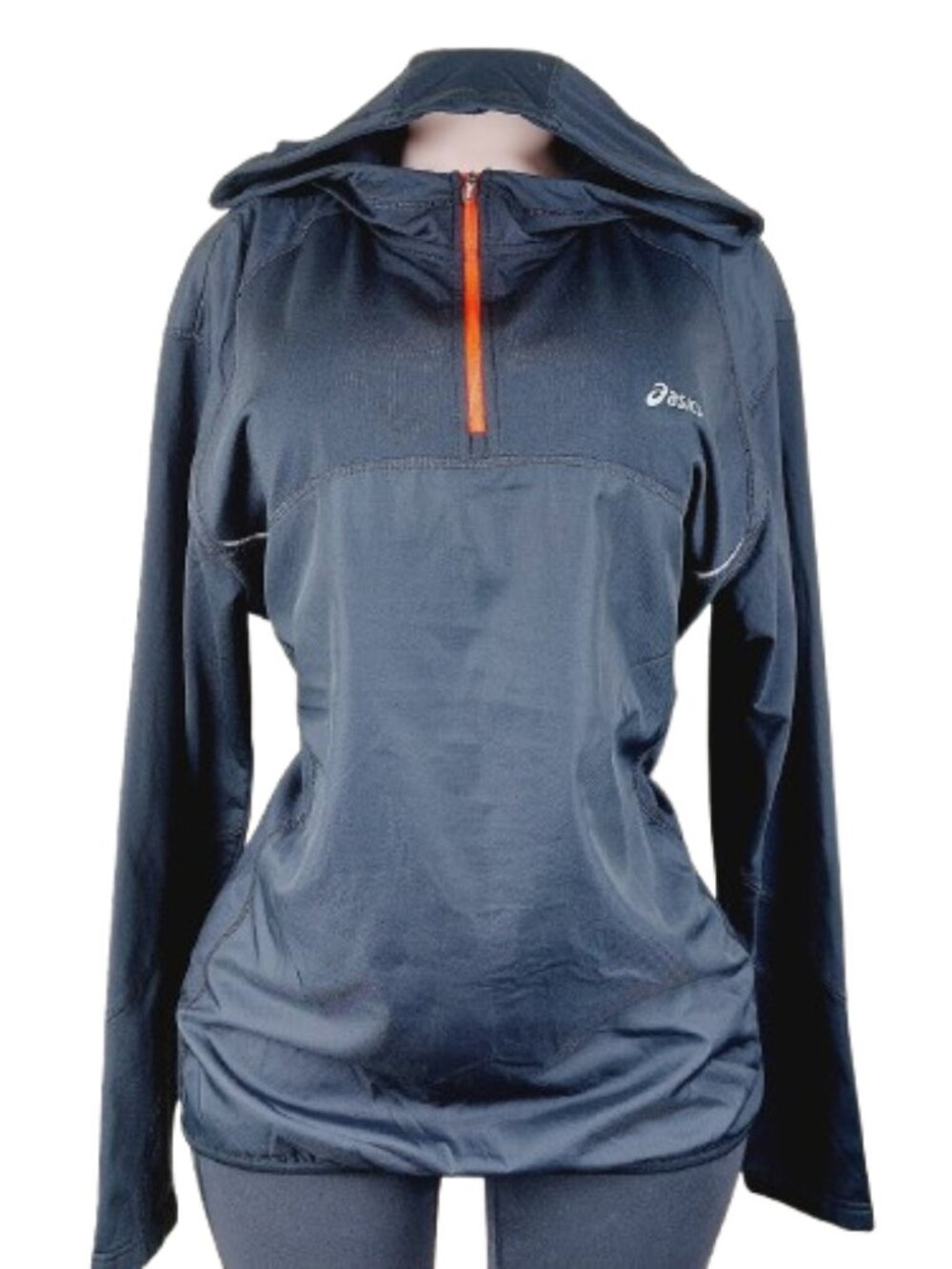 Asics Women's Black Red 1/4 Zip Pullover Running Windbreaker Jacket Size XL